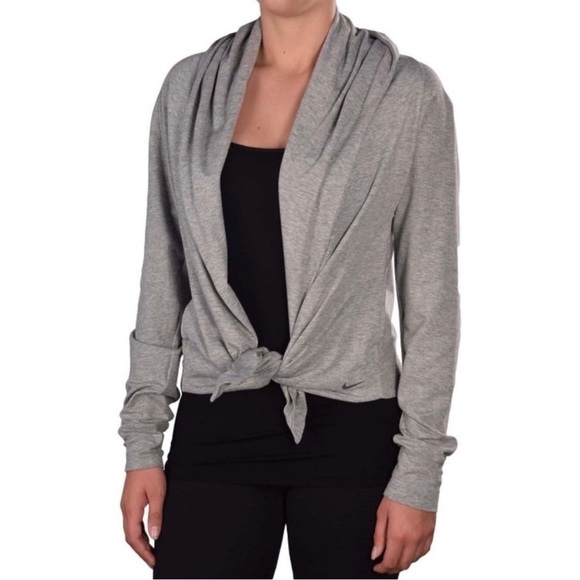 Nike Dri-fit Twist Training Wrap Hooded Open Front Cardigan. Size Medium - Picture 2 of 10